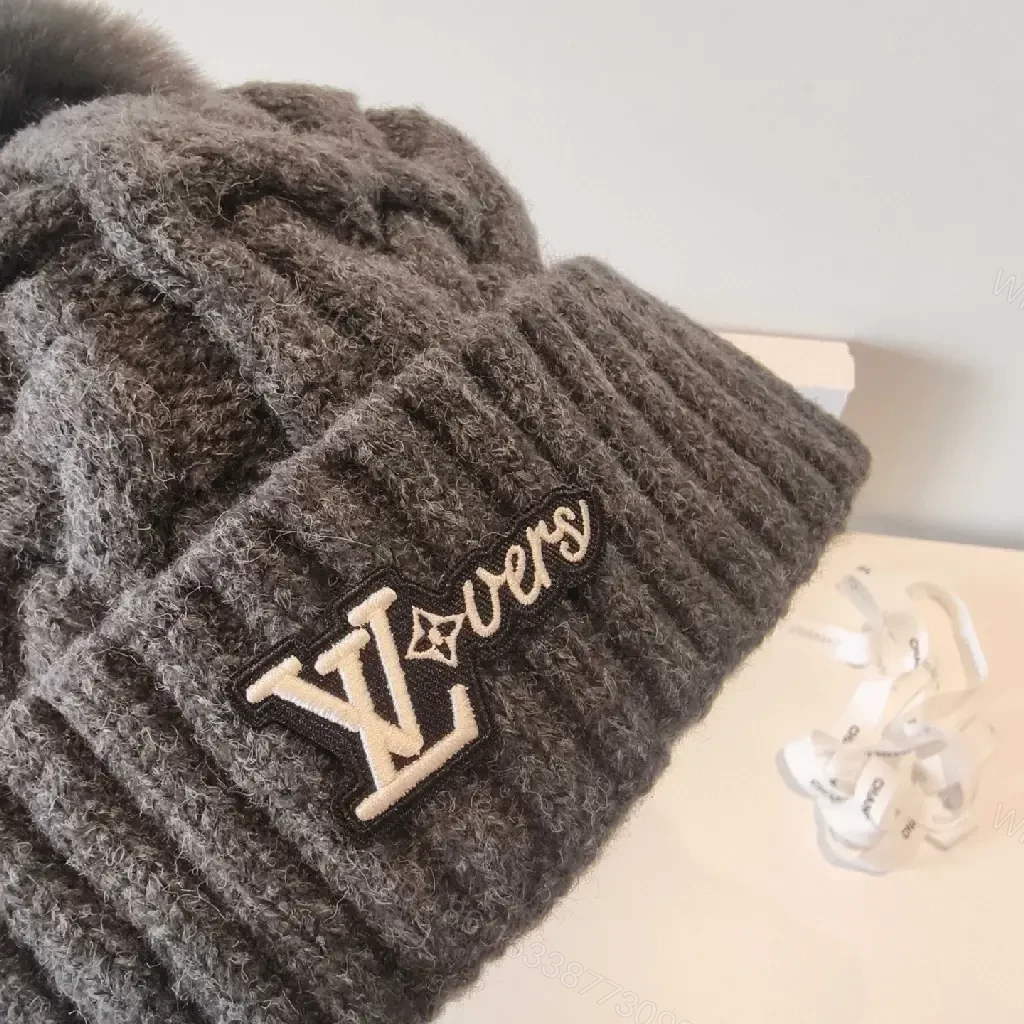 View 8 of Cozy Knit Beanie: Lux Texture, Padded LV-Inspired Pom