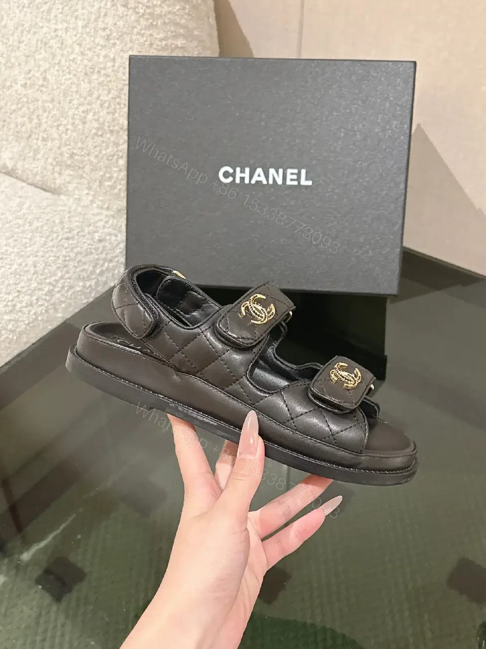 View 9 of Gold-Accent Leather Sandals: Luxury Designer-Inspired Comfort
