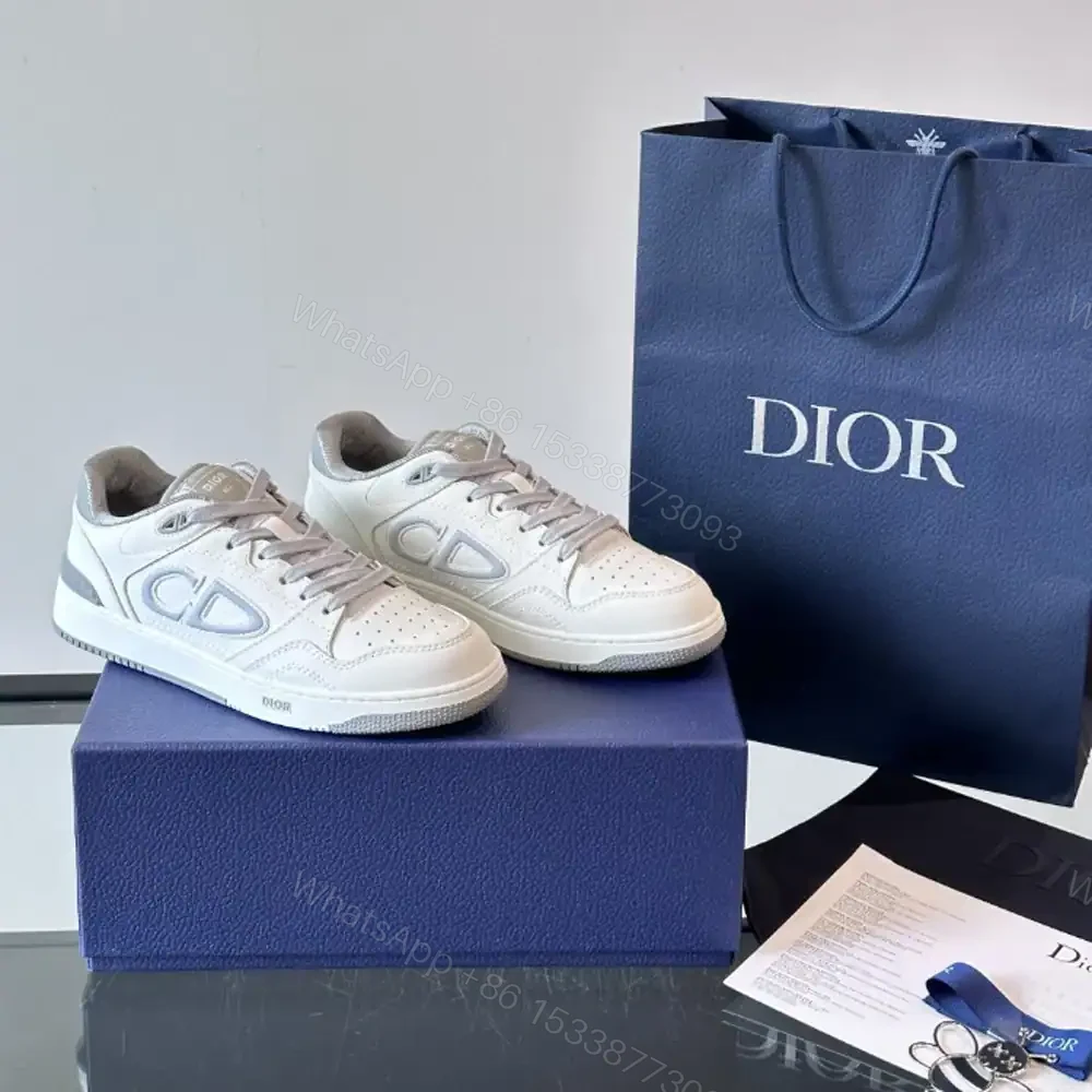 View 4 of DIOR B57 DRIBBLE SNEAKERS WHITE AND GRAY SMOOTH CALFSKIN WITH WHITE SUEDE – CD218