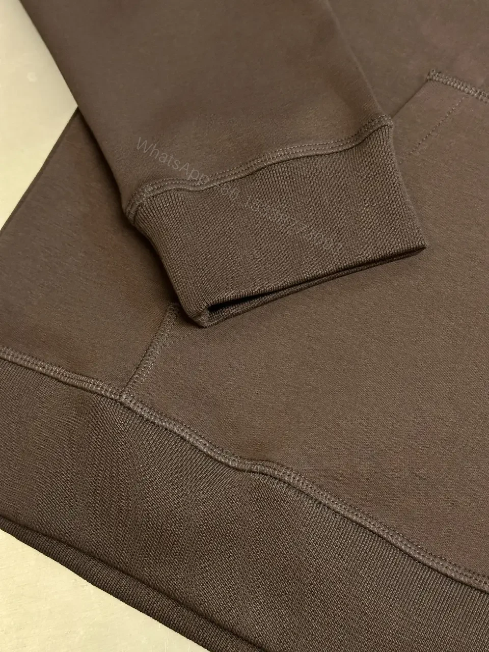 View 4 of Chocolate Cotton Hoodie: Luxe Hardware Minimalist Logo Style Hoodie