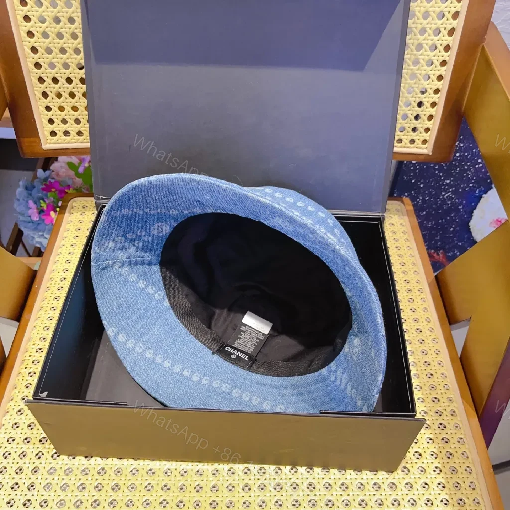 View 2 of Denim Bucket Hat: Chain-Stitch Detail, Designer-Inspired