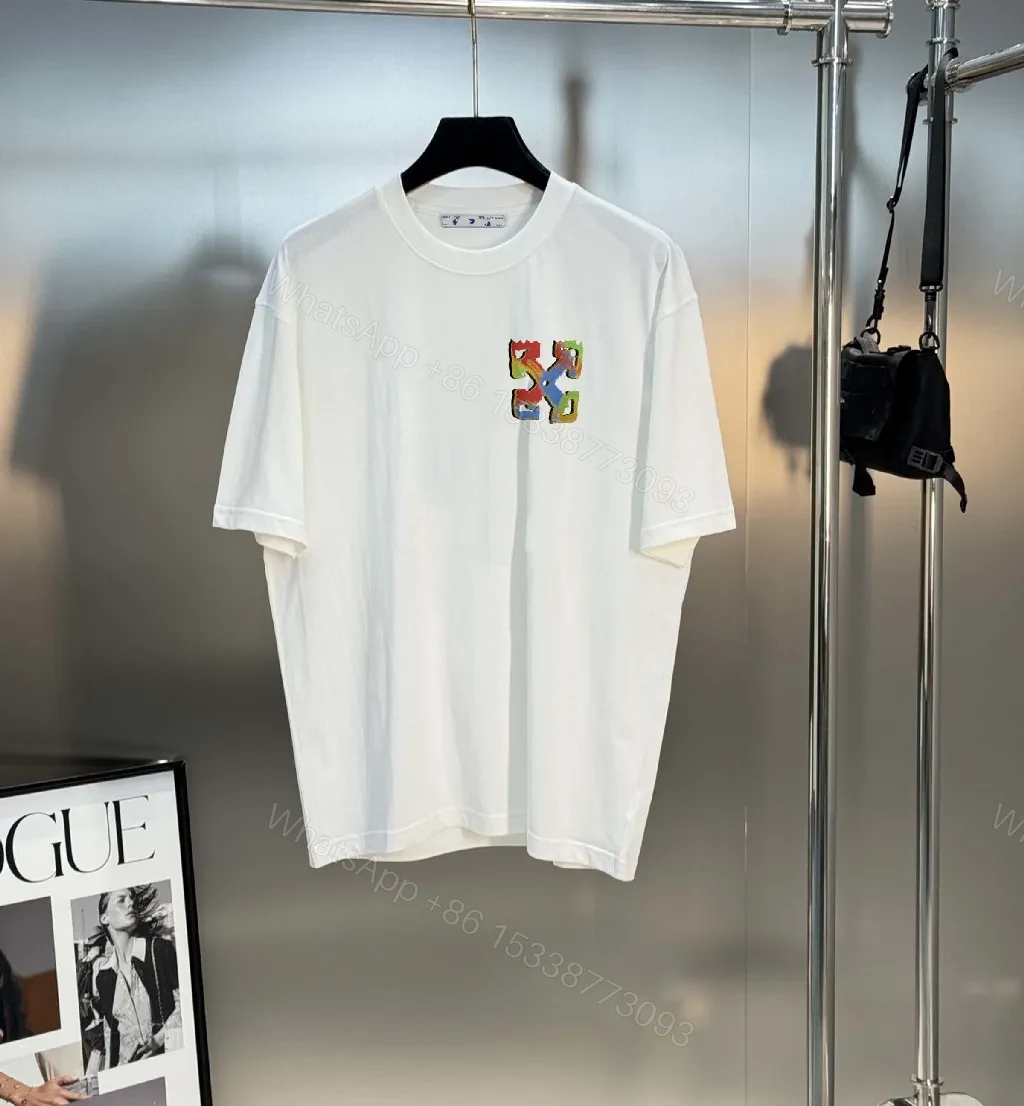 View 2 of Multicolor Off-White Logo Graphic Oversized Tee, Premium Cotton