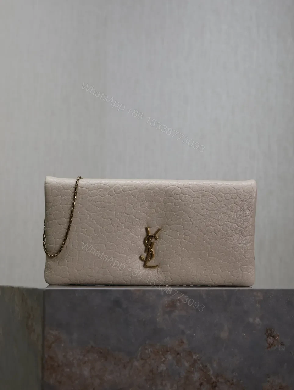 Croc-Texture Clutch with Gold Emblem — Luxe Everyday Carry — view 1