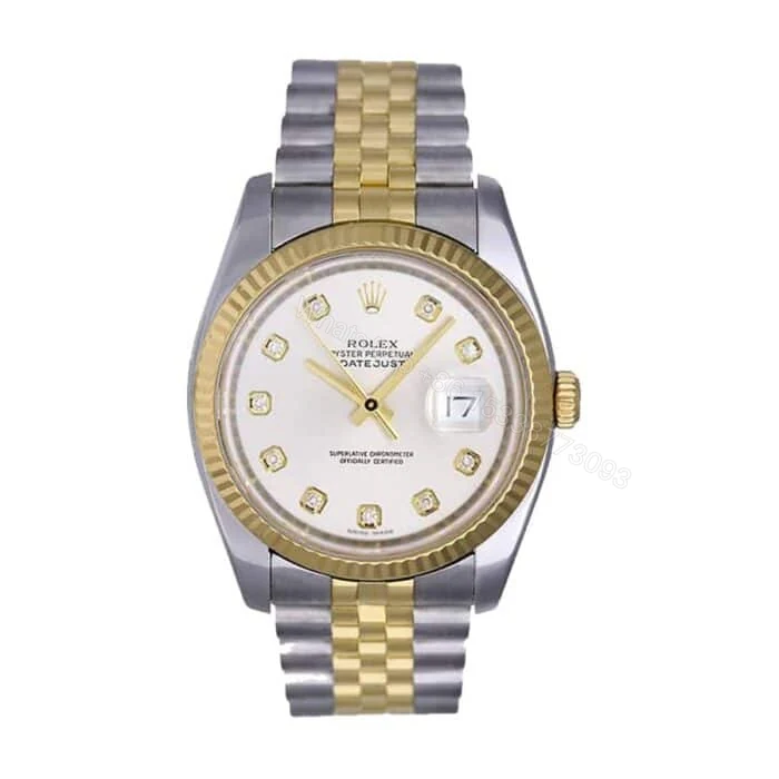 Rolex Datejust 36 16233 Super Clone : Two-Tone Steel Gold Fluted Bezel Mother of Pearl Dial — view 1