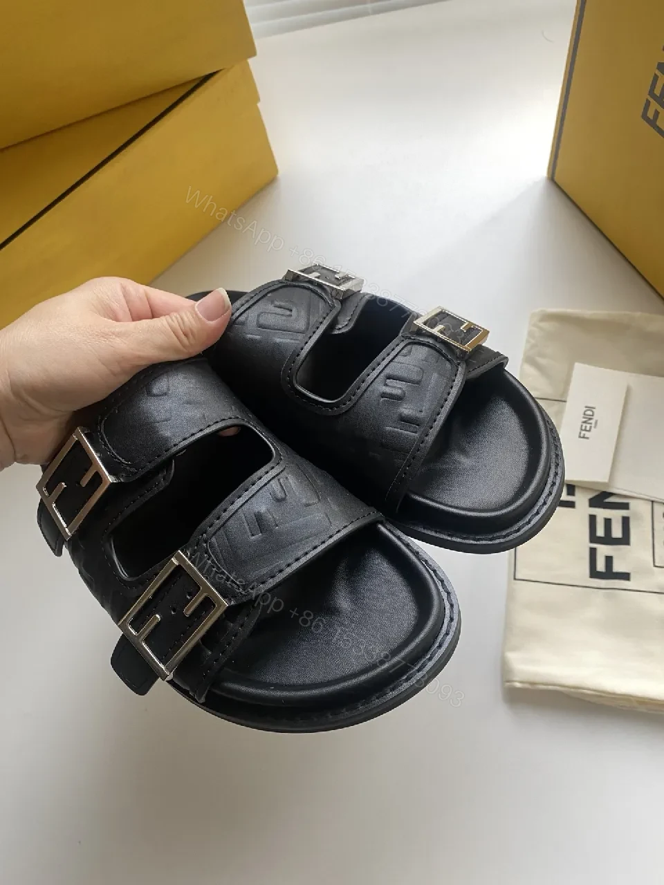 View 6 of Bold Leather Slides with Signature Detailing – Everyday Opulence