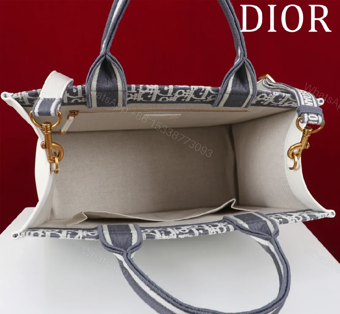 View 6 of Grey Monogram Tote: Structured, Iconic Dior-Inspired Luxury Bag