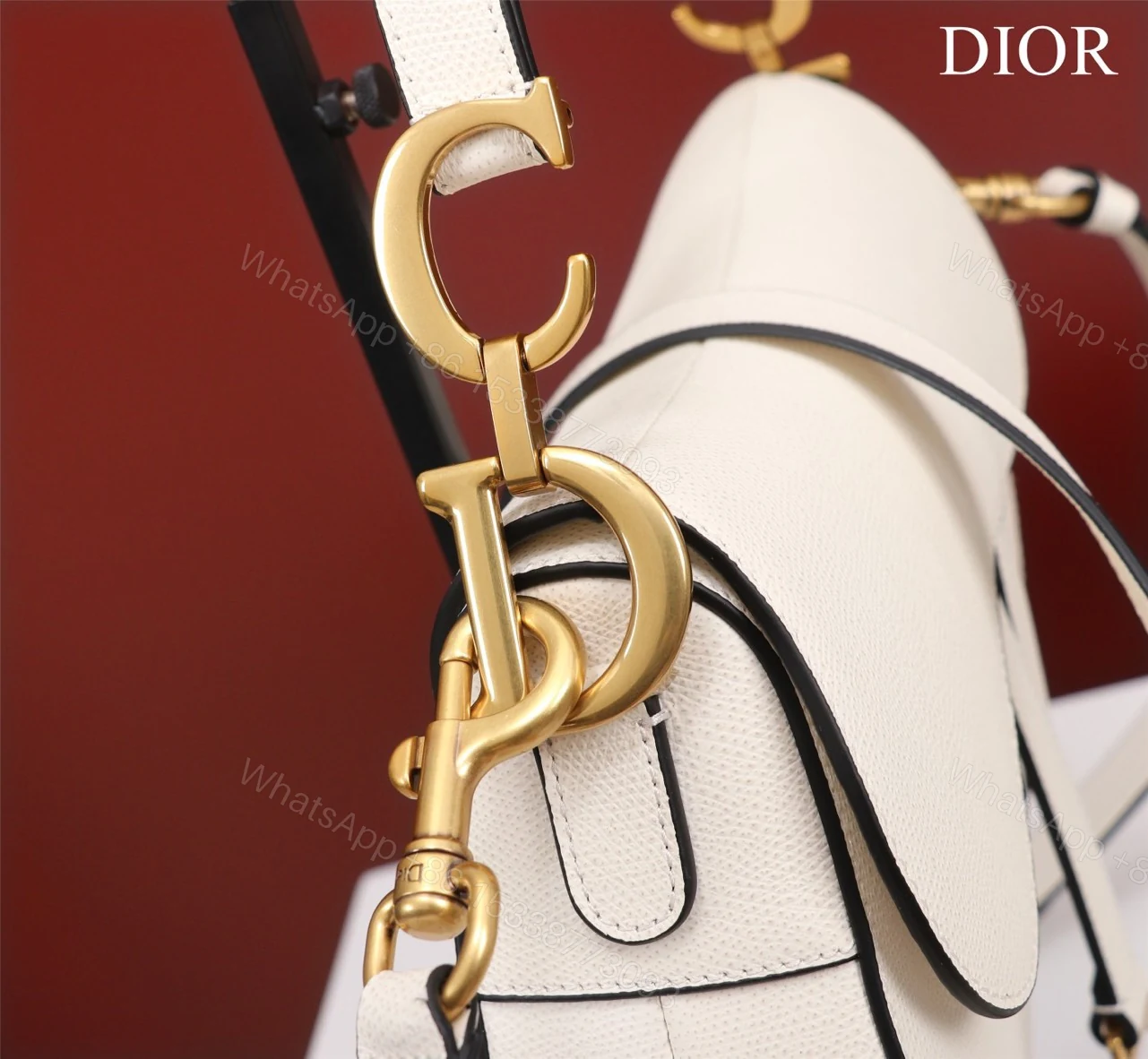 View 3 of Dior Saddle 11 Handbags White Color With Lock Yellow Gold 25x20x6.5cm