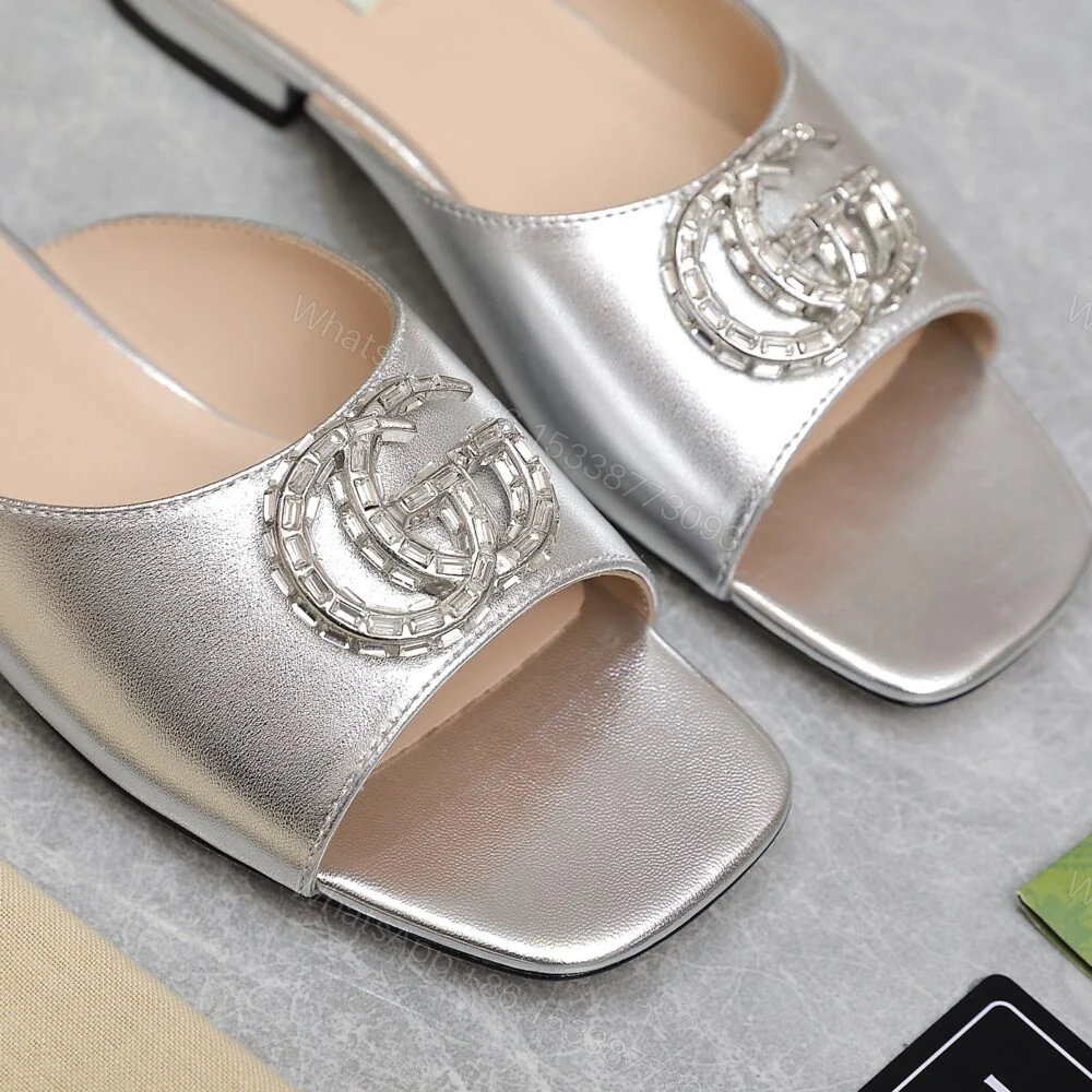View 6 of Gucci GG Crystal Slippers Silver