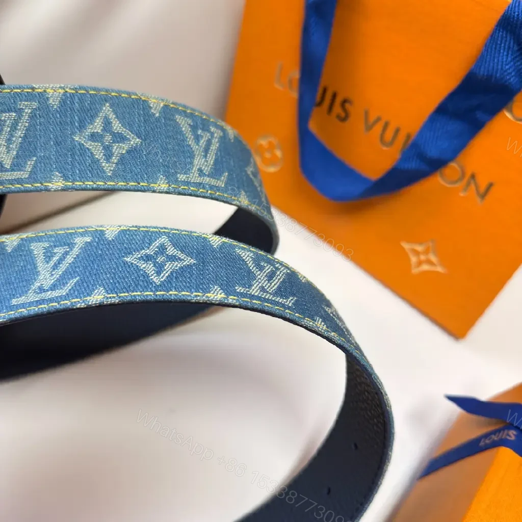 View 6 of Denim-Texture Monogram Belt: Subtle Luxury, Everyday Comfort