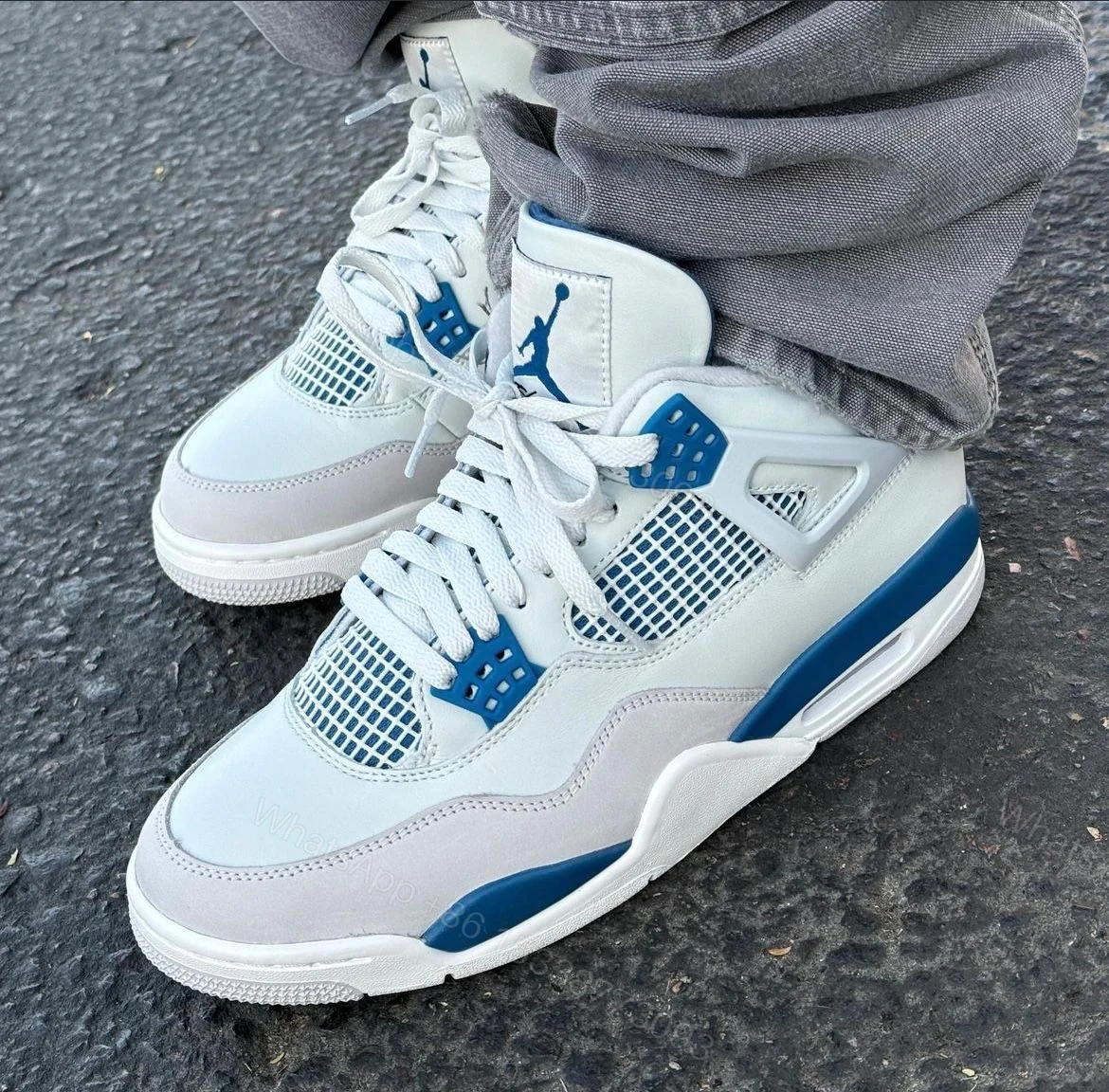 View 4 of FIRST COPY AIR JORDANS RETRO 4 MILITARY BLUE SHOES FOR MEN