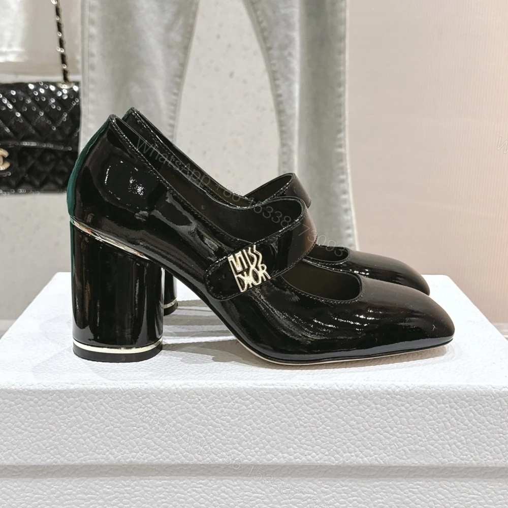 View 3 of 高仿Dior*Miss系列KVV320方頭粗跟單鞋8CM黑色漆皮免檢版