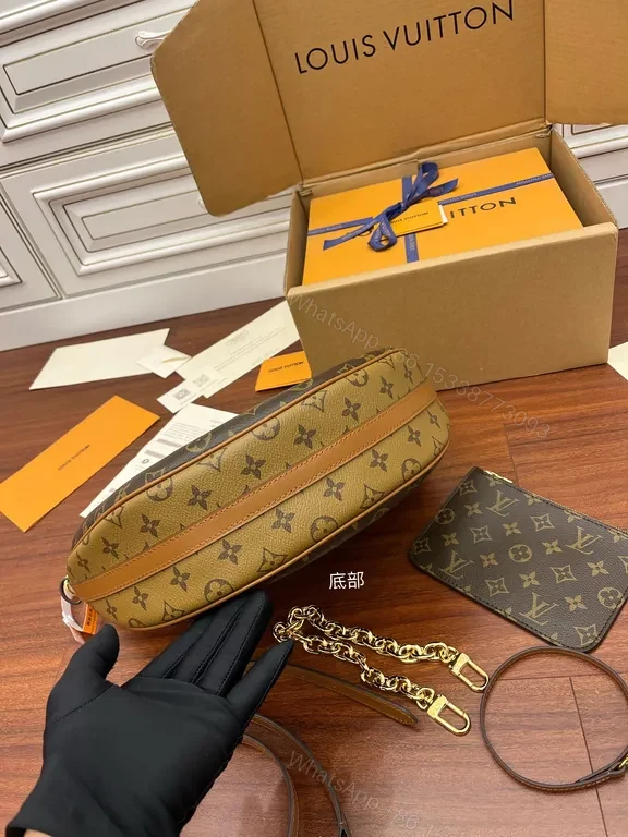 View 3 of Chic Monogram Crescent Bag â€” Luxury, Versatile, LV-Inspired Accessory