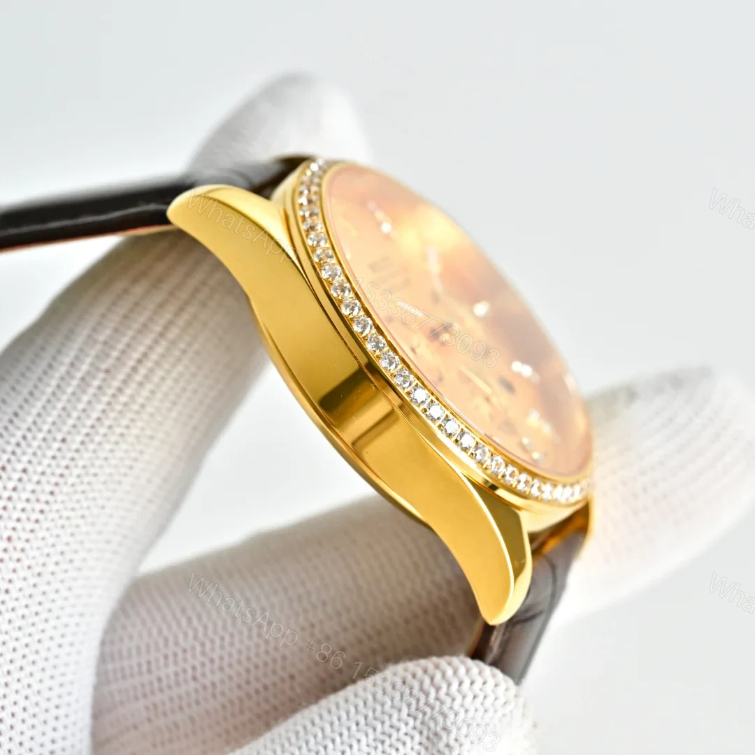 View 5 of Rolex Datejust R76 Gold Replica 41MM Premium Leather Strap Multi-Function Edition RG-ROLEX-DJ-R76-GOLD-LTH-41
