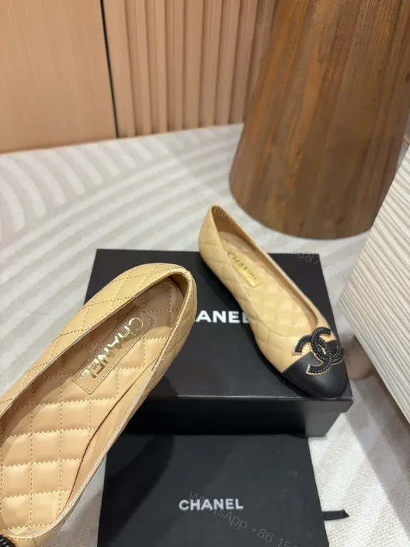 View 4 of Quilted Beige/Black Ballet Flats â€“ Luxe Hardware, Everyday