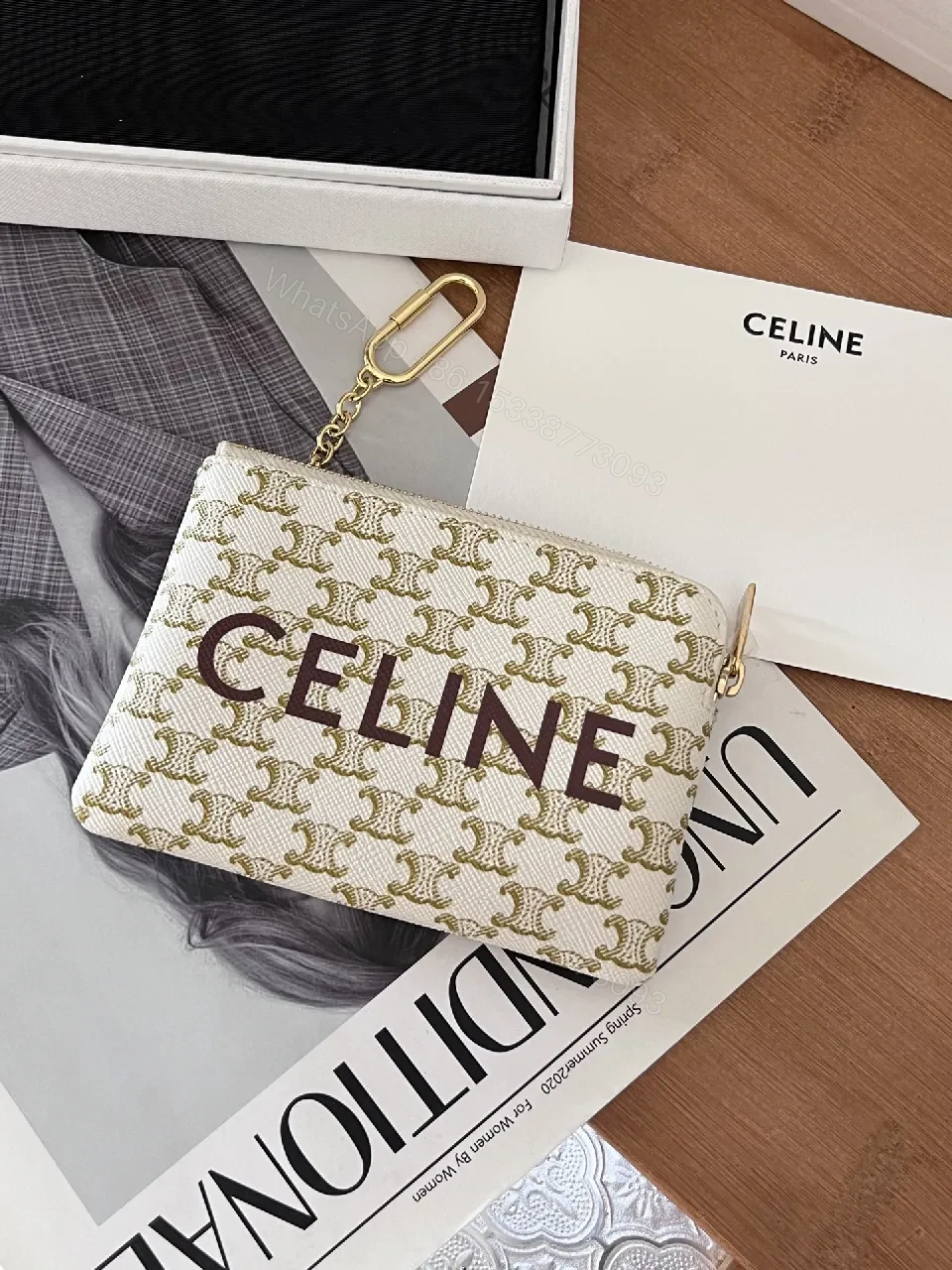 View 5 of Compact Monogram Zip Wallet: Canvas, Gold Hardware, Sleek Style