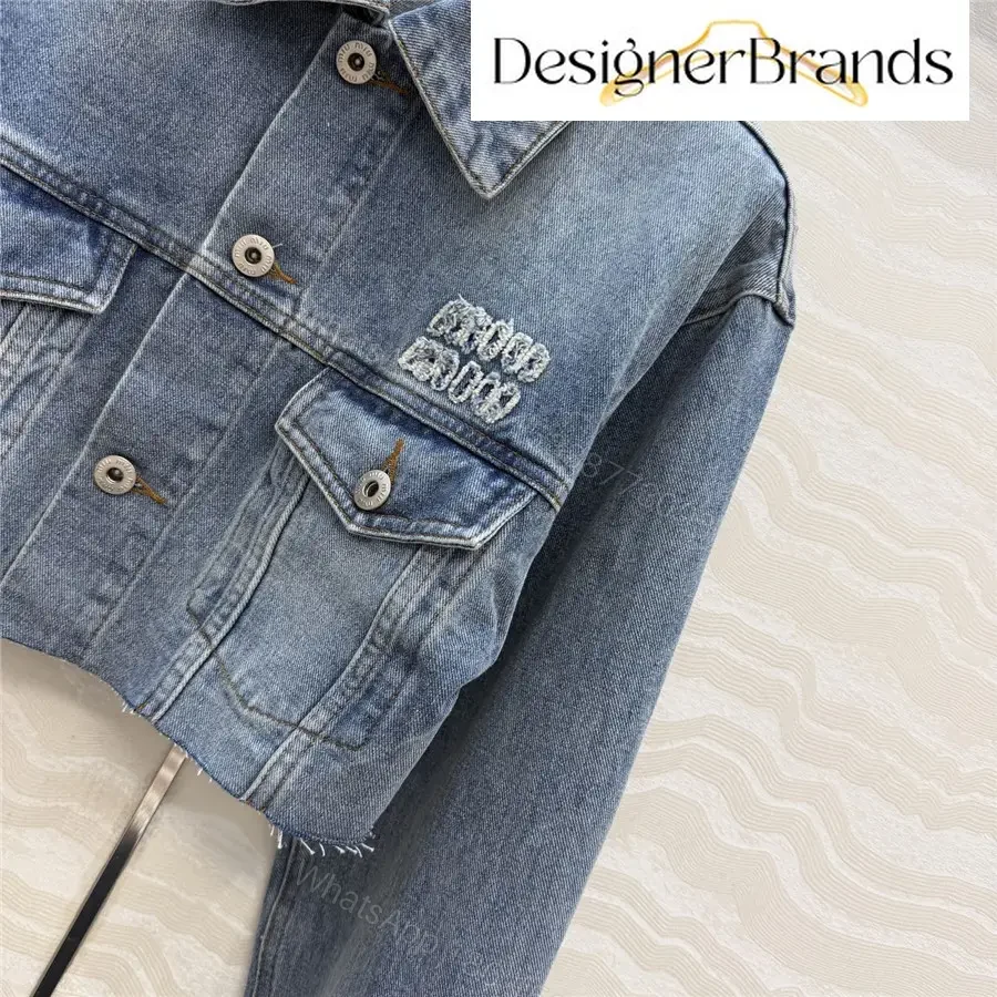 View 4 of Miu Miu Blue Cotton Cropped Denim Jacket