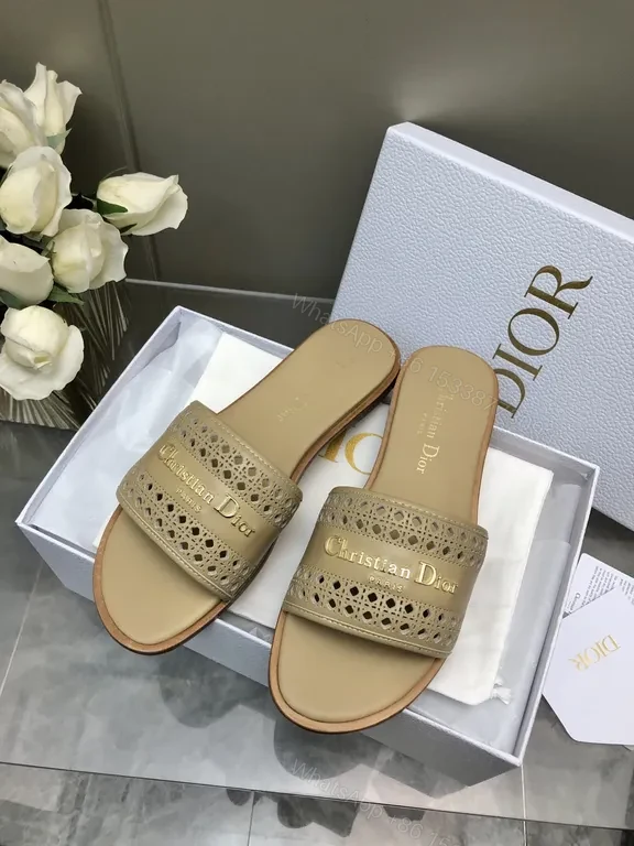 View 7 of Open-Top Luxury Sandals: Premium Leather, Perforated, Dior-Inspired