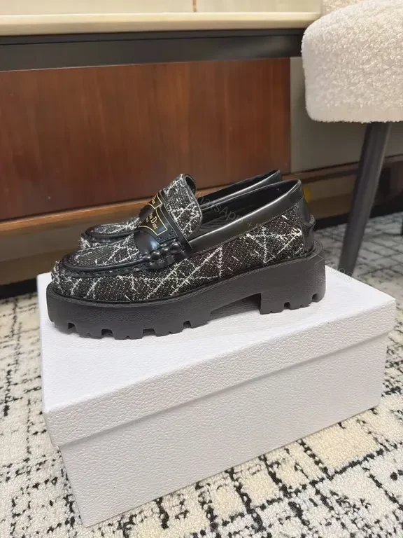 View 3 of Textured Luxe Loafers - Dior Detailing - All-Day Comfort Shoes