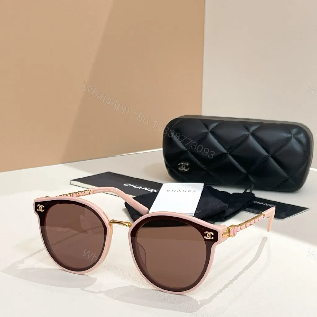 View 5 of Classic Black Round Sunglasses with Chain Detail, Luxe Acetate, Everyday Wear
