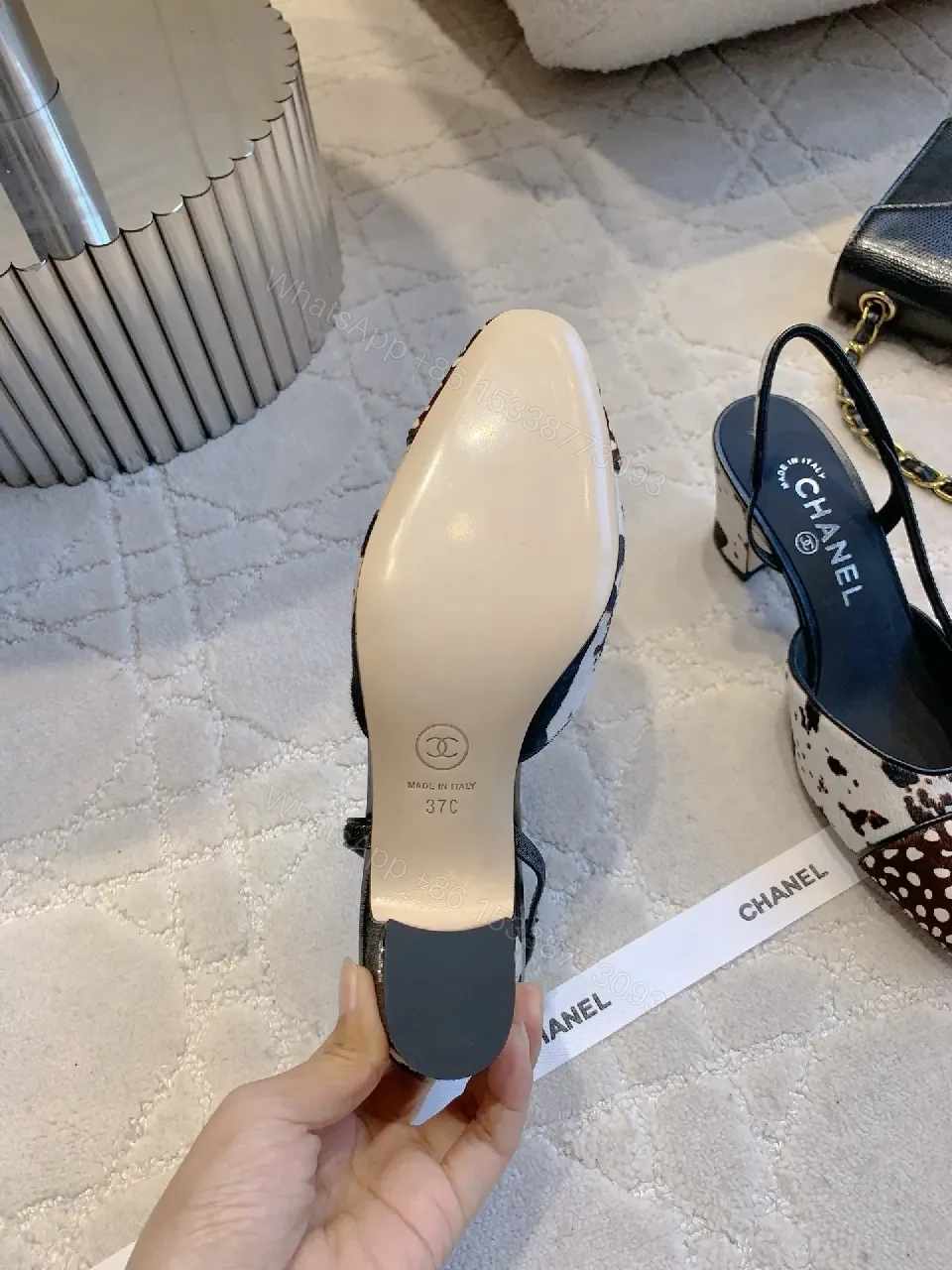 View 4 of Textured Animal Slingback Heels – Luxe, Open-Back, Block Heel