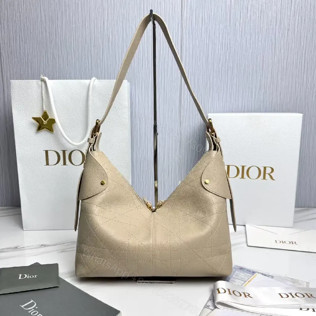 View 8 of Taupe Leather Quilted Hobo Bag: Luxe Everyday Carryall