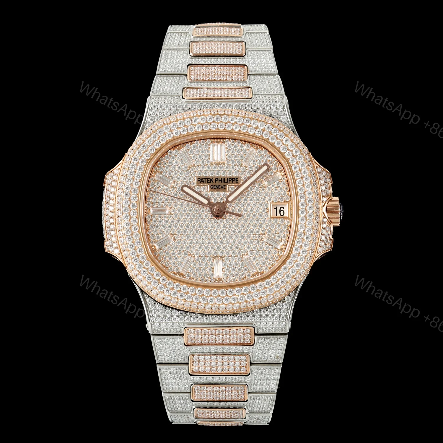 Patek Philippe Nautilus 5711 BD1 Full Diamond Pavé Watch 40mm Premium Edition AMG-PP-BD1-5711-2600-PREMIUM — view 1