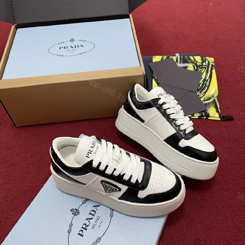 View 9 of Modern Leather-Trim Low-Top Sneakers: Bold Contrast, Supreme Craft