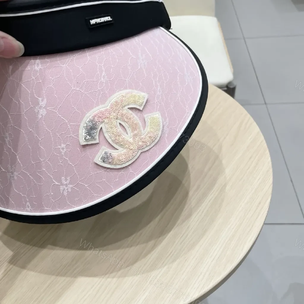 View 3 of Pink Visor with Chanel-Inspired Logo - Luxe Everyday Accessory