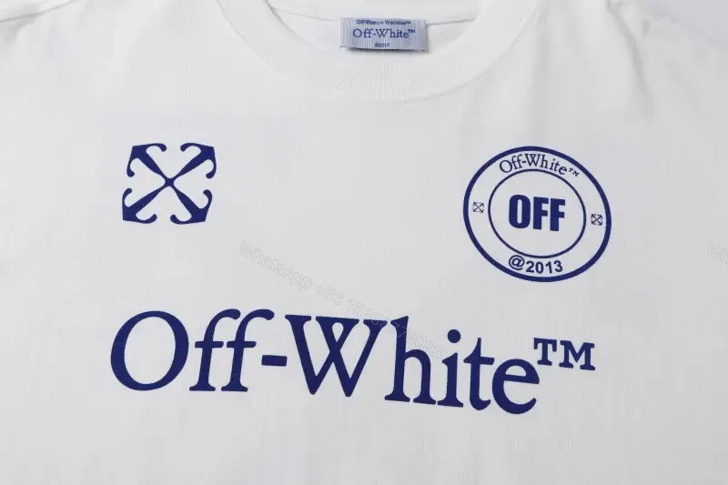 View 11 of White Cotton Casual Graphic Tee Large Centered “Off-White” Logo T-Shirt