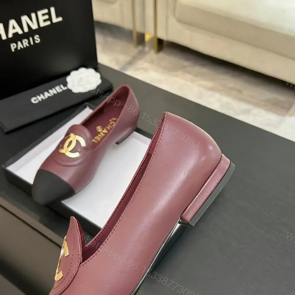 View 5 of Burgundy Leather Flat + Cap Toe + Luxury Comfort Flats