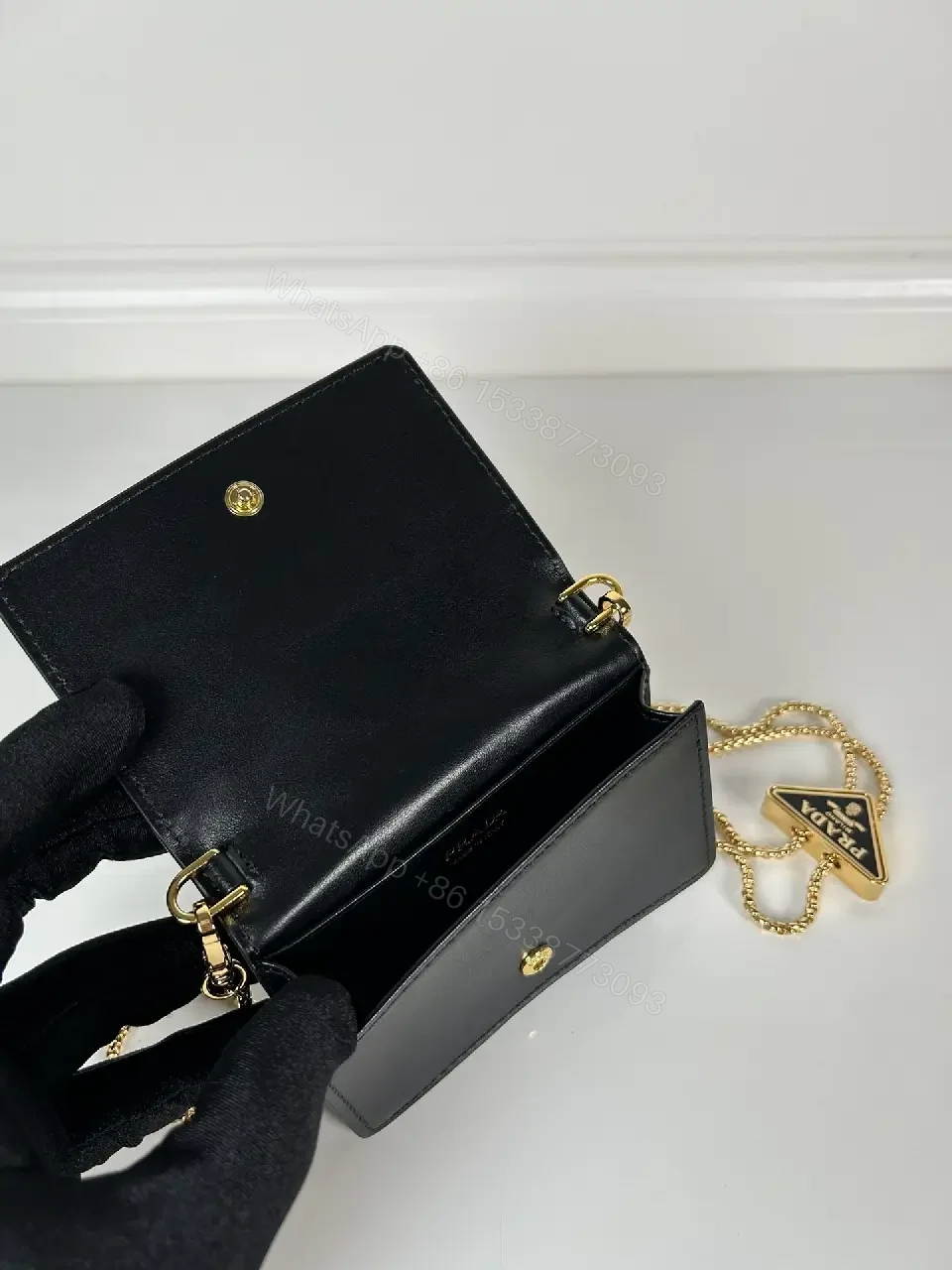 View 5 of Compact Quilted Crossbody – Modern Luxe, Gold Chain Bag