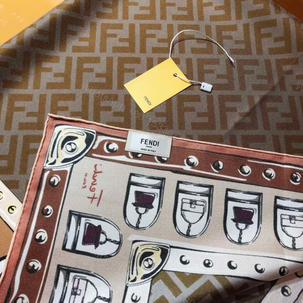 View 3 of FENDI FF FOULARD BROWN 90CM FXT091AQD6F1N3I