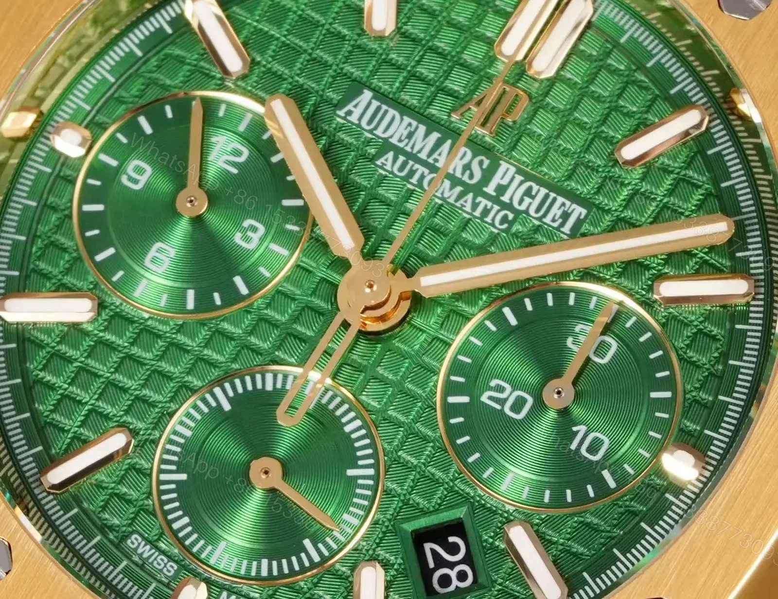 View 5 of Audemars Piguet Yellow Gold with Green Dial Replica
