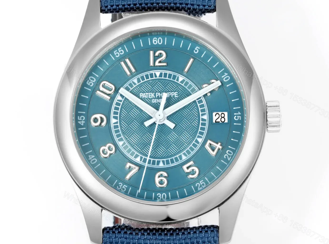 View 2 of Patek Philippe Limited Edition Commemorative Watch PP6007 Calatrava Steel Case Blue Dial Blue Strap Sporty Style