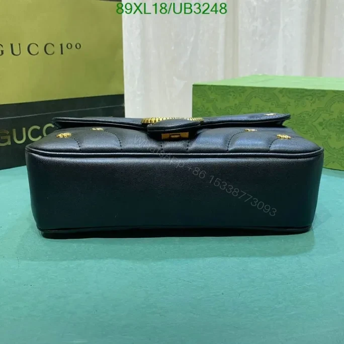 View 4 of Gucci GG Marmont Quilted Inspired Shoulder Bag UB3248 in Black