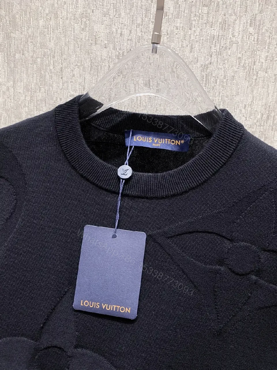 View 10 of Textured Monogram Knit Sweater: Luxe, Subtle Statement, Knitwear