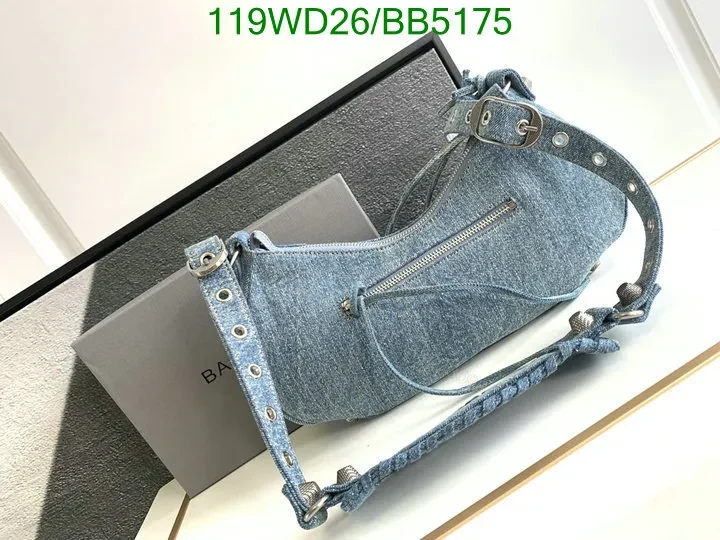 View 13 of Le Cagole Small Shoulder Bag Denim with Rhinestones Fake Balenciaga 6K8M45