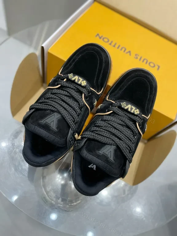 View 7 of Black Leather High-Top Sneakers with LV Accents and All-Day Comfort