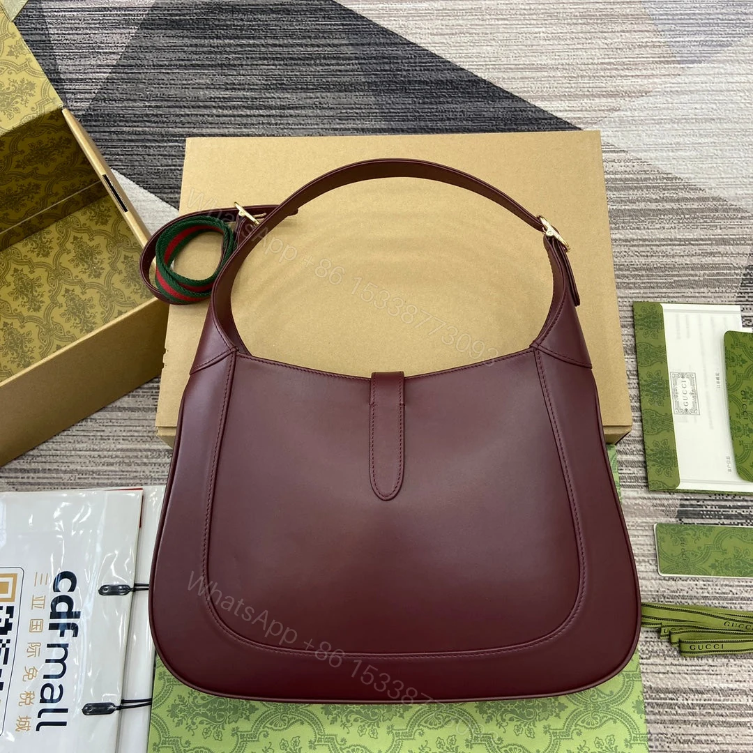 View 2 of JACKIE MEDIUM SHOULDER BAG 35 IN WINE RED CALFSKIN GOLD HARDWARE