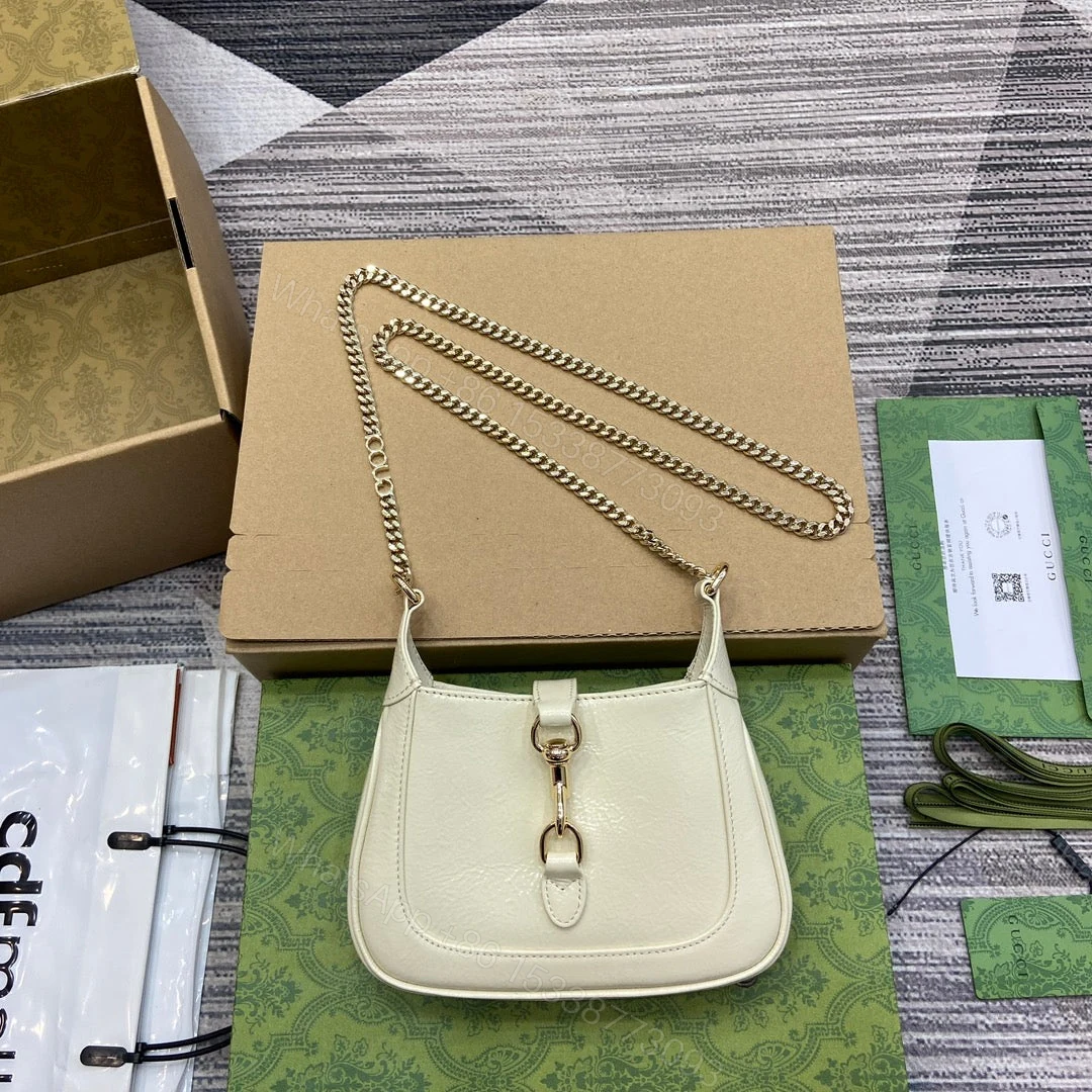 JACKIE NOTTE MINI BAG 19 IN WHITE CRACKED LACQUER CALFSKIN GOLD HARDWARE — view 1