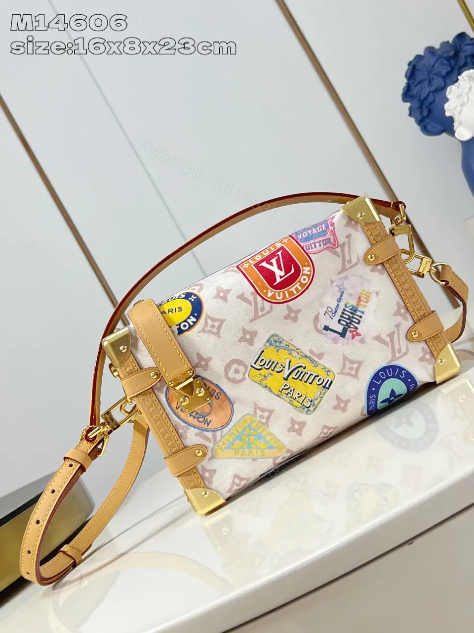 Colorful Patchwork Canvas Handbag, Lux Durable Compact Crossbody Bag — view 1
