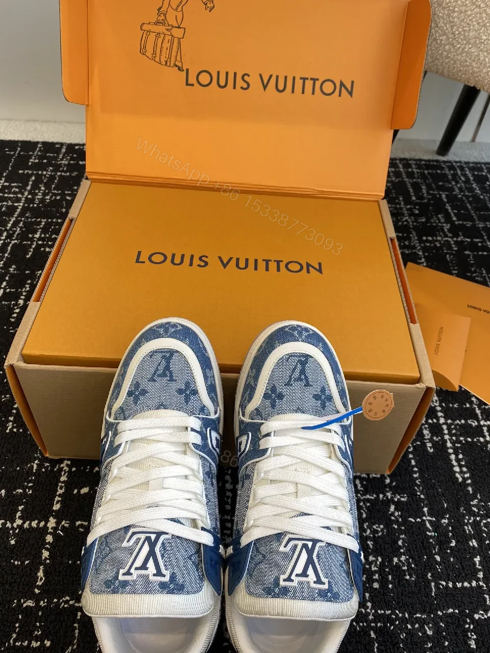 View 8 of Denim Luxe High-Tops: LV-Textured Comfort Sneakers