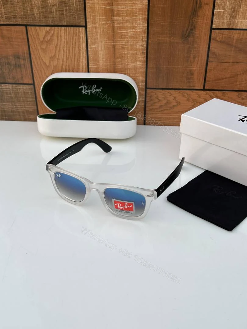First Copy Ray Ban 2140 White Blue Shaded Luxury Designer Sunglasses UV Protected Premium Eyewear — view 1