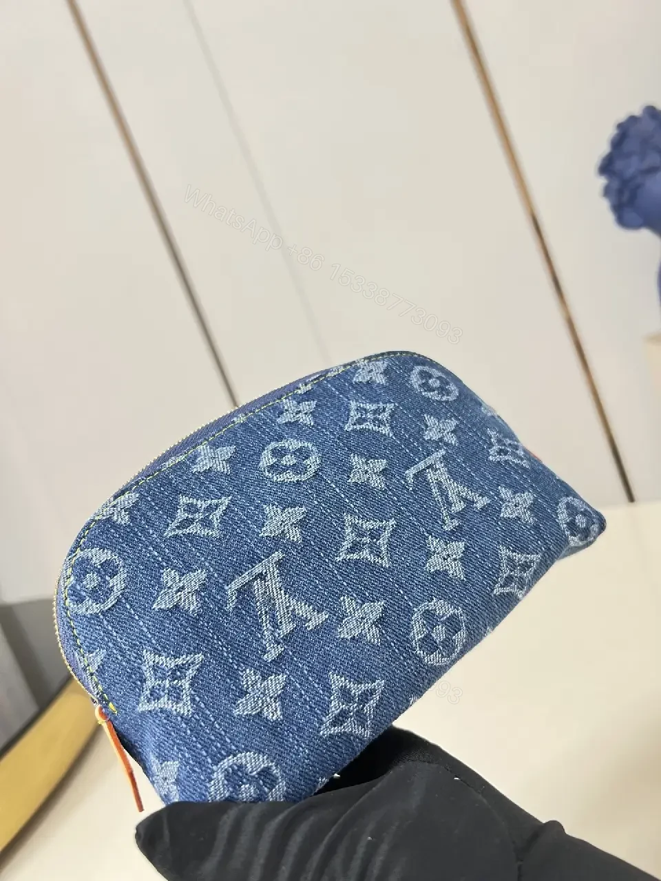 View 5 of Denim Monogram Pouch: Modern Texture, All-Day Luxury