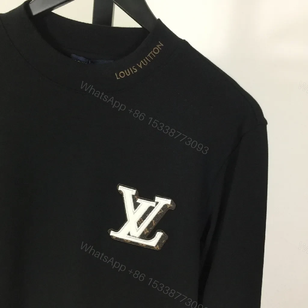 View 3 of Dark Essentials Black Knit Crewneck with Subtle LV Emblem