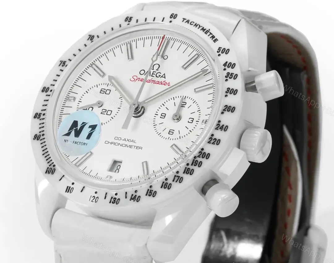 View 3 of Omega Speedmaster Dark Side of the Moon White Full Ceramic Watch with Nylon Strap