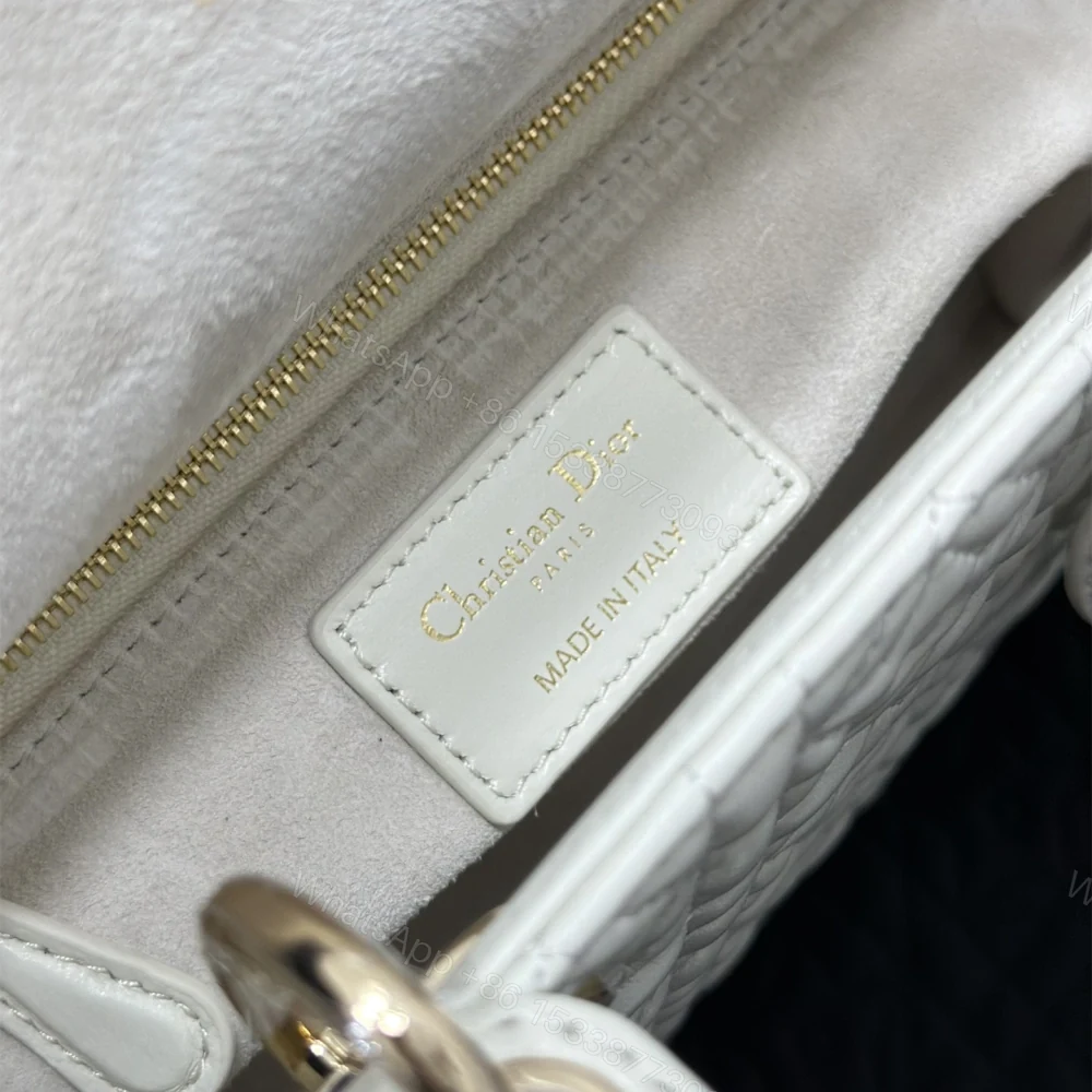 View 9 of 高仿Dior*Lady系列M053M030小羊皮手袋幸運星白色小號免檢版