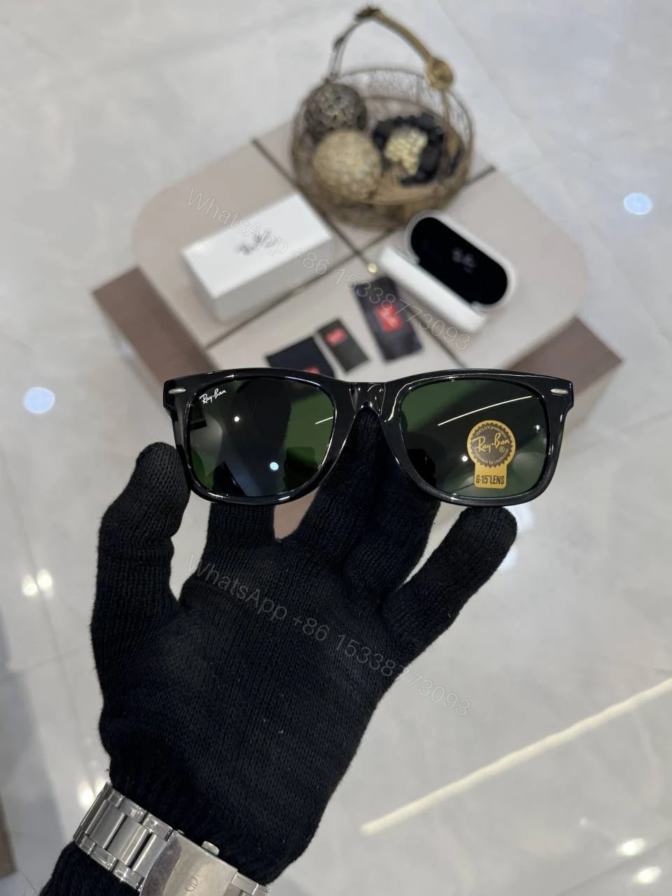 View 4 of First Copy Ray-Ban 2140 Black Green Sunglasses UV Protected Premium Quality