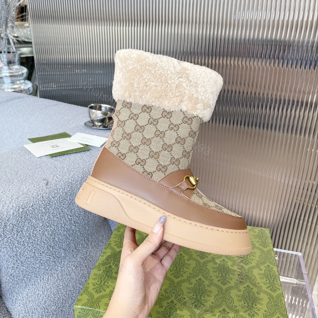 View 3 of GUCCI 1955 HORSEBIT SNOW BOOTS GG CANVAS IN BROWN