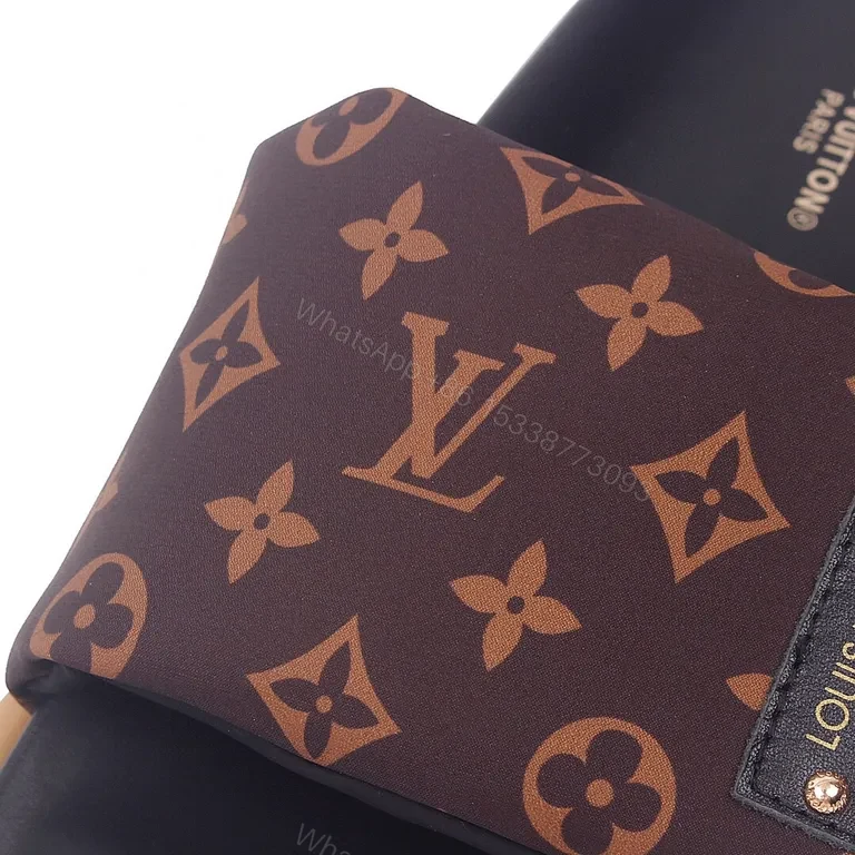 View 9 of Brown Monogram Slides - Luxe Comfort, Elevated Texture